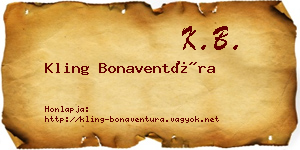 Kling Bonaventúra névjegykártya